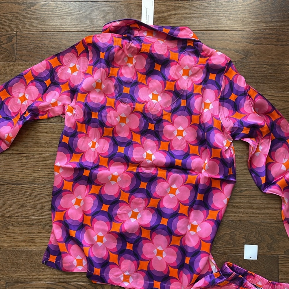 BedHead Pink Purple Floral Geometric Satin Pajama Set - Picture 11 of 12